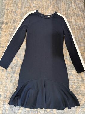 Michael Kors Navy Dress with White Shoulder Stripes